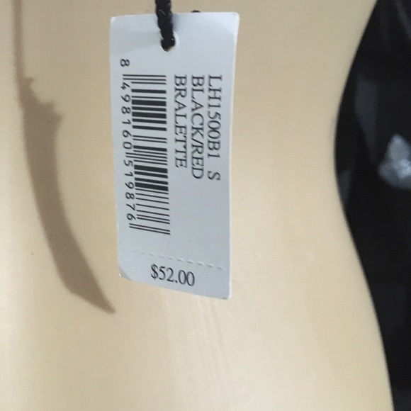 NWTS Love Haus womens black bralette beige & fuchsia straps mesh dot pattern - Picture 4 of 8